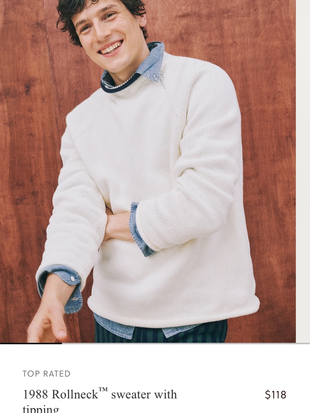 J. Crew Men's Cream Crewneck Sweater